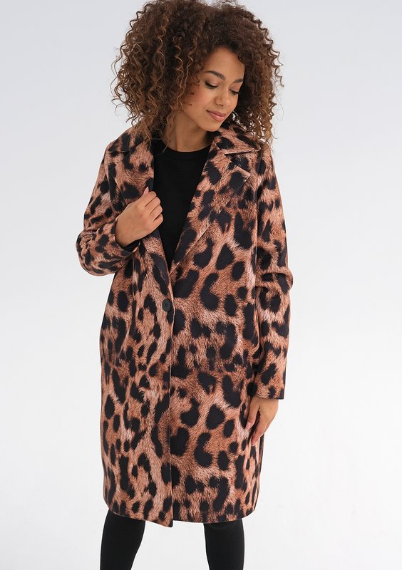 Moris - Brown leopard printed coat