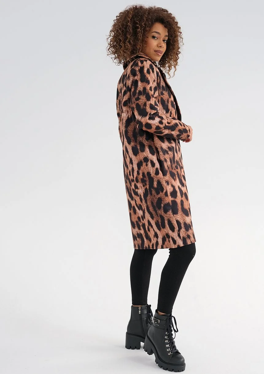 Moris - Brown leopard printed coat