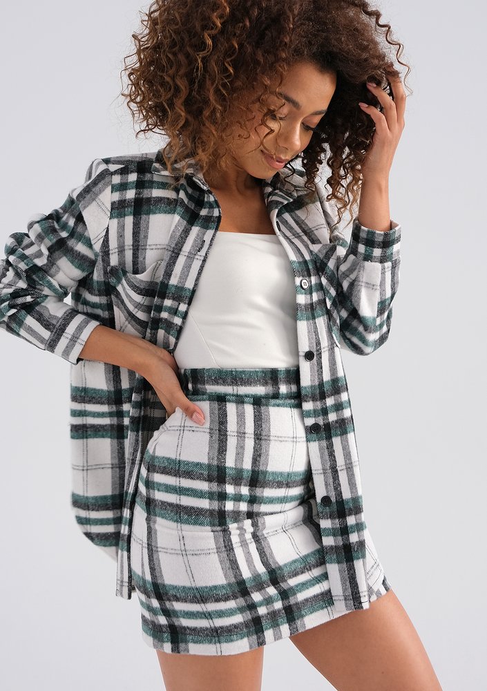 Lisa - White checked flannel skirt