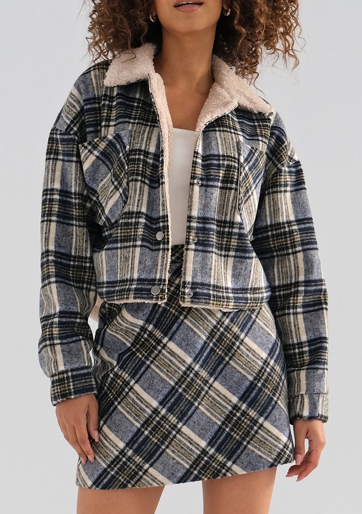 Lisa - Blue checked flannel skirt