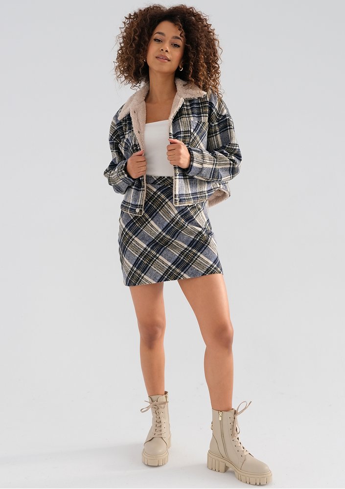 Lisa - Blue checked flannel skirt
