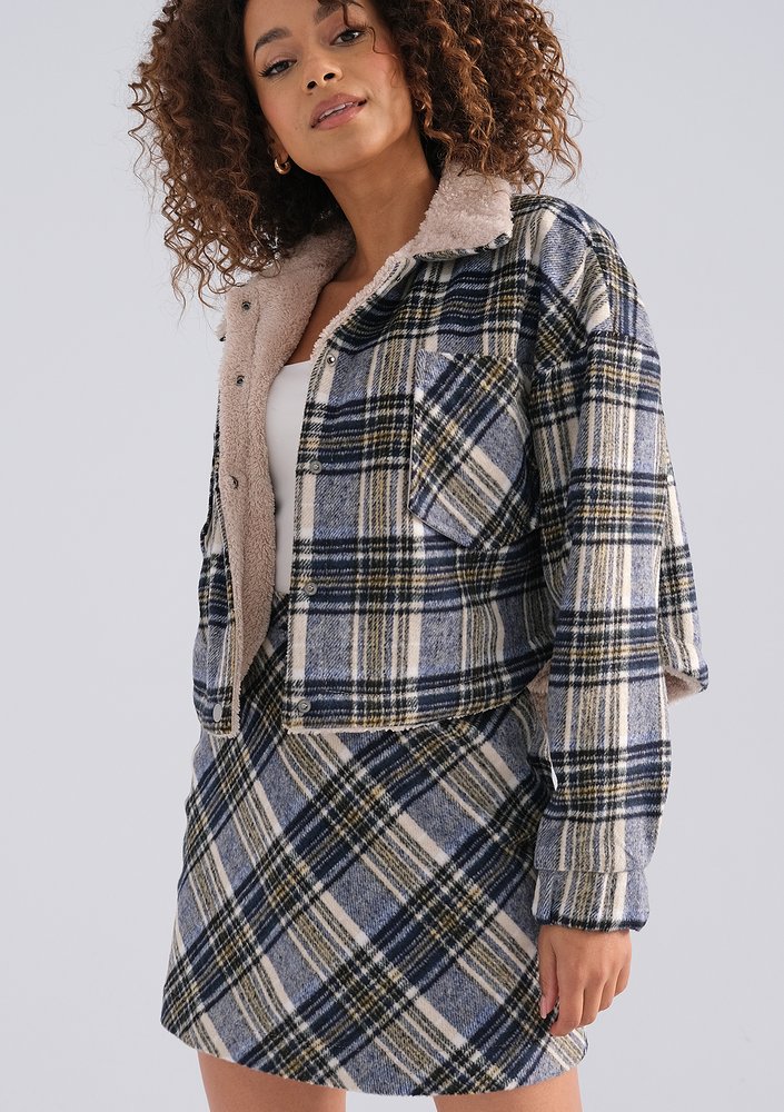 Lisa - Blue checked flannel skirt