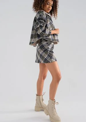 Lisa - Blue checked flannel skirt