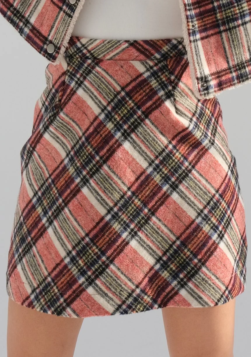 Lisa - Red checked flannel skirt