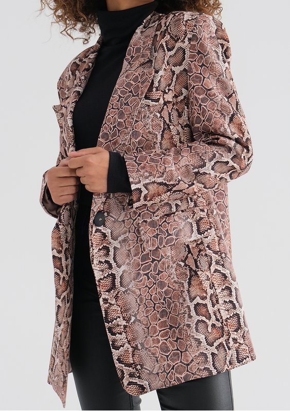 Gia - Brown snake printed blazer