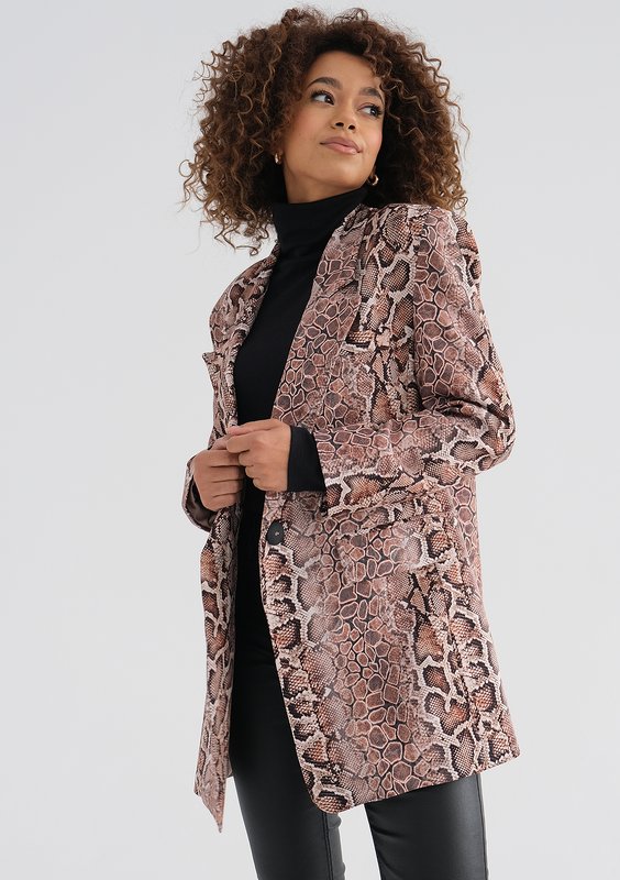 Gia - Brown snake printed blazer