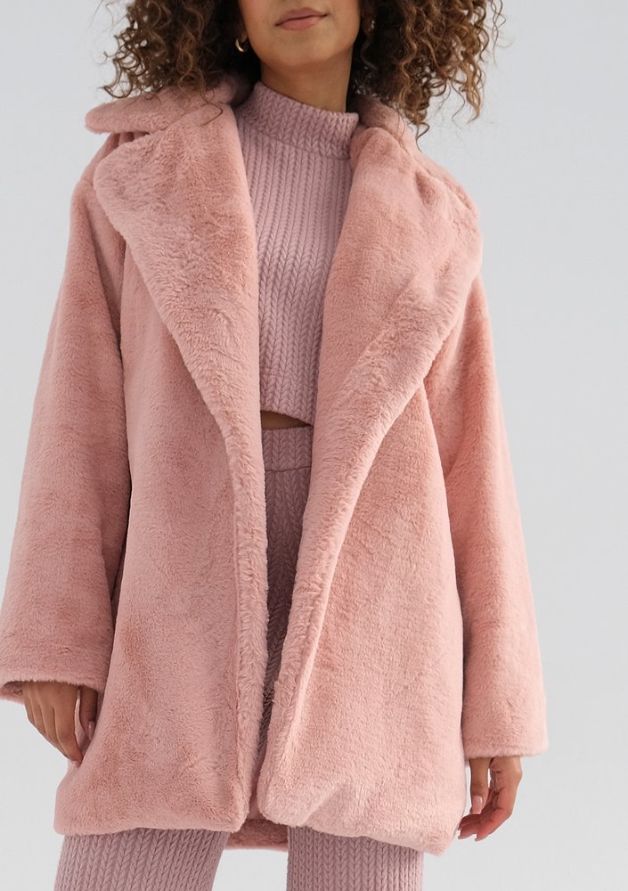 Osha - Powder pink faux fur coat