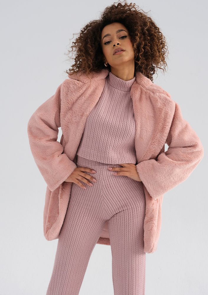 Osha - Powder pink faux fur coat