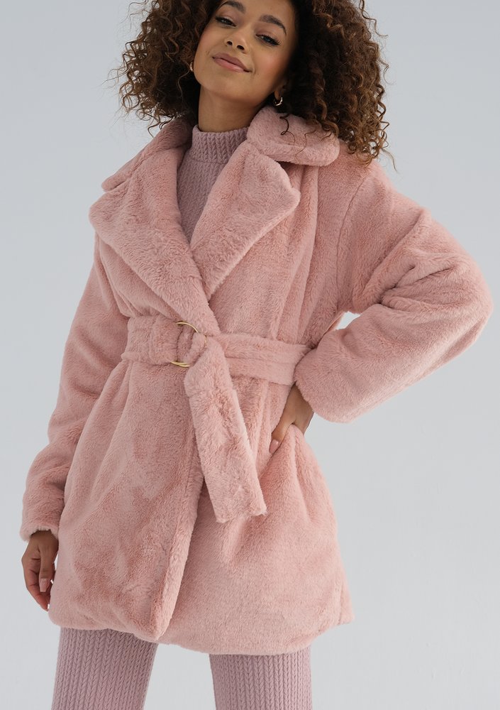 Osha - Powder pink faux fur coat