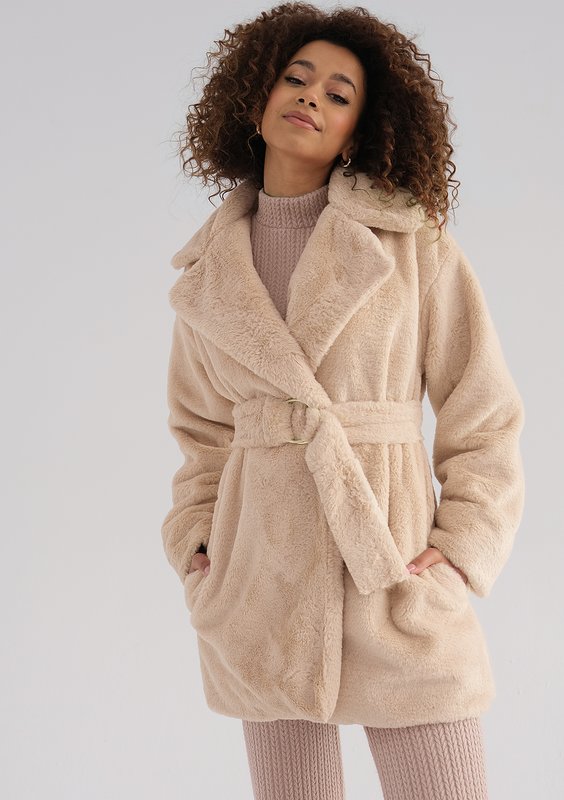 Osha - Beige faux fur coat