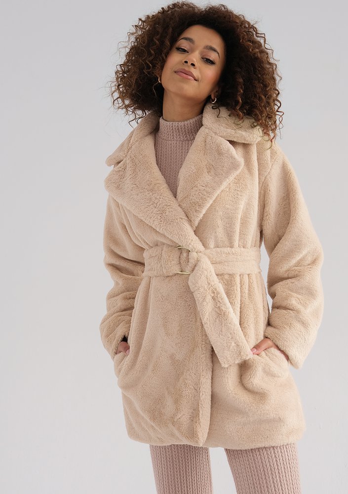 Osha - Beige faux fur coat