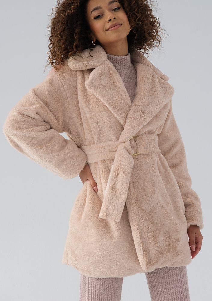 Osha - Beige faux fur coat