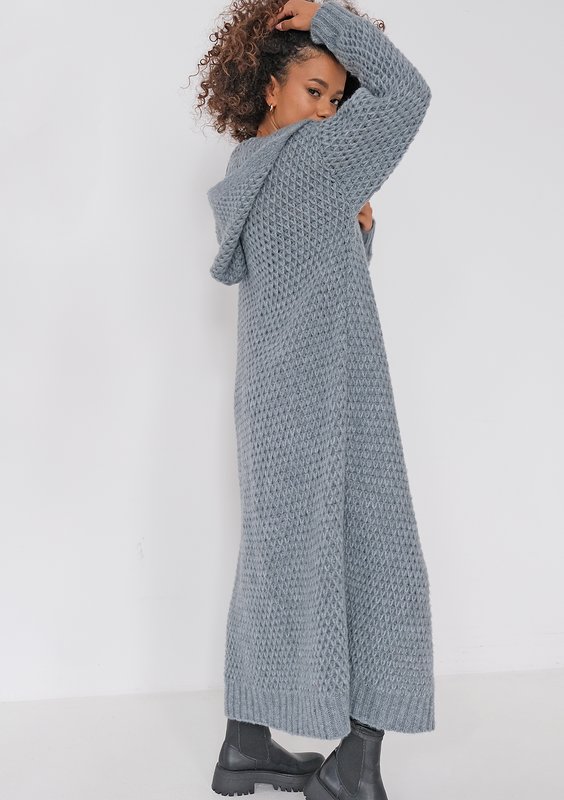 Lanna - Long steel blue cardigan