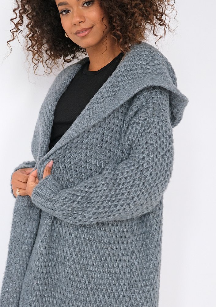 Lanna - Long steel blue cardigan