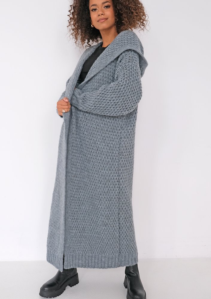 Lanna - Long steel blue cardigan