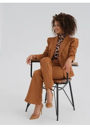 Trevi - Caramel brown faux suede trousers