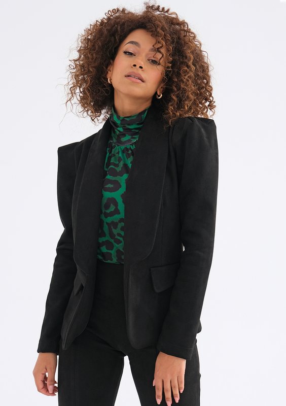 Delani - Black faux suede blazer