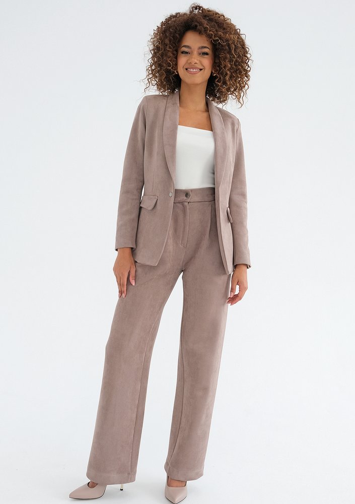 Lysse - Taupe faux suede trousers