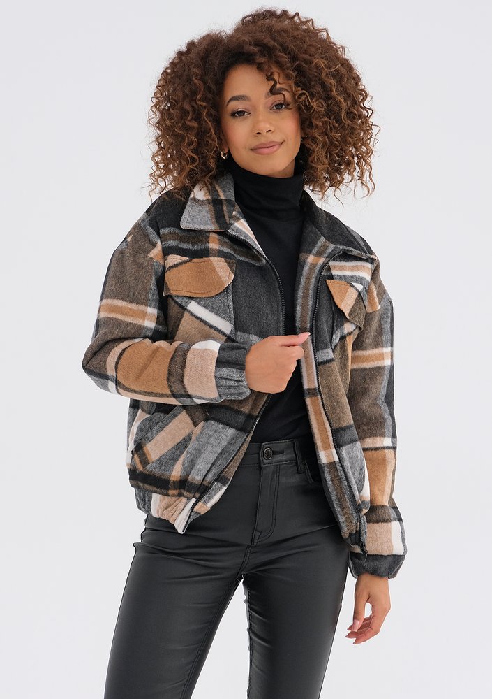 Alpira - Flanelowa kurtka w kratkę Brązowa