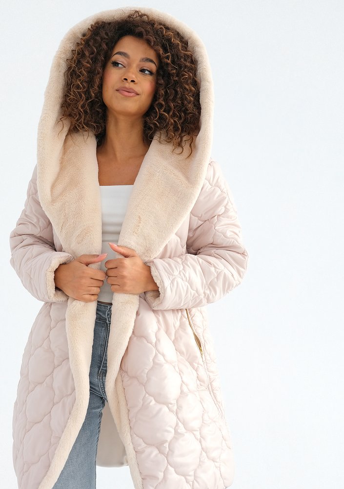 Numi - Beige quilted tied coat