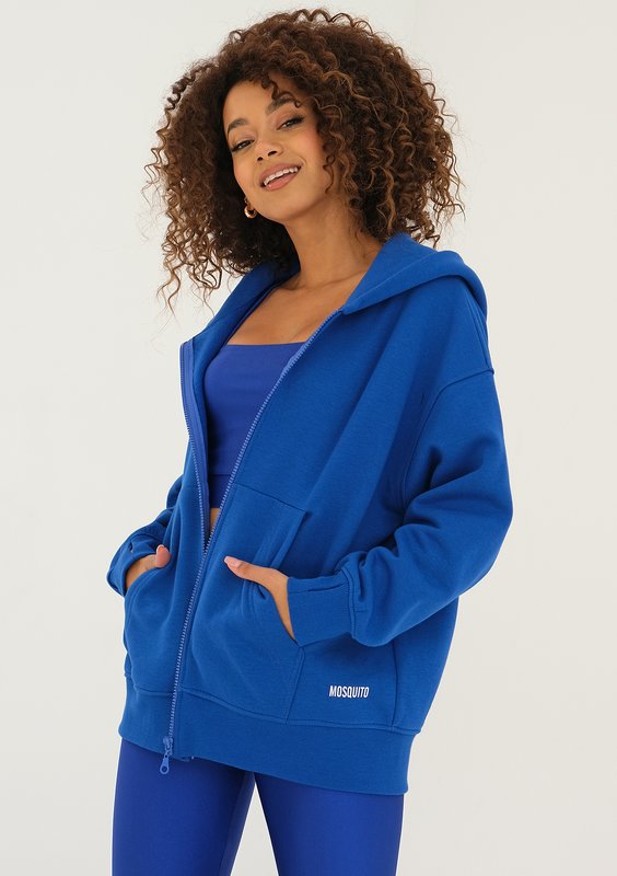 York - Cobalt blue oversize zipped hoodie