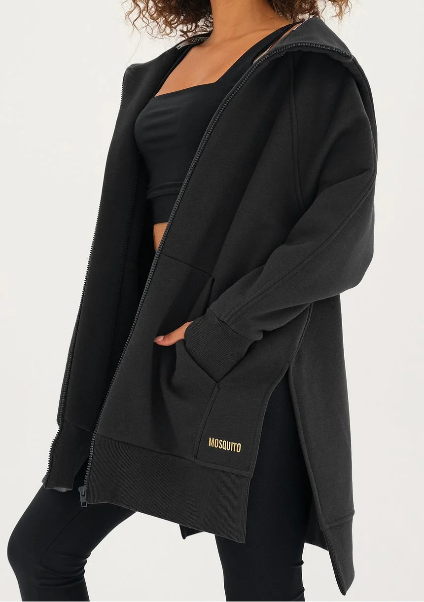 Heet - Long black zipped hoodie