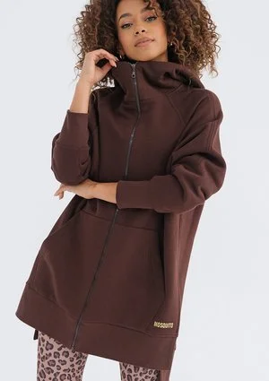 Heet - Long dark brown zipped hoodie