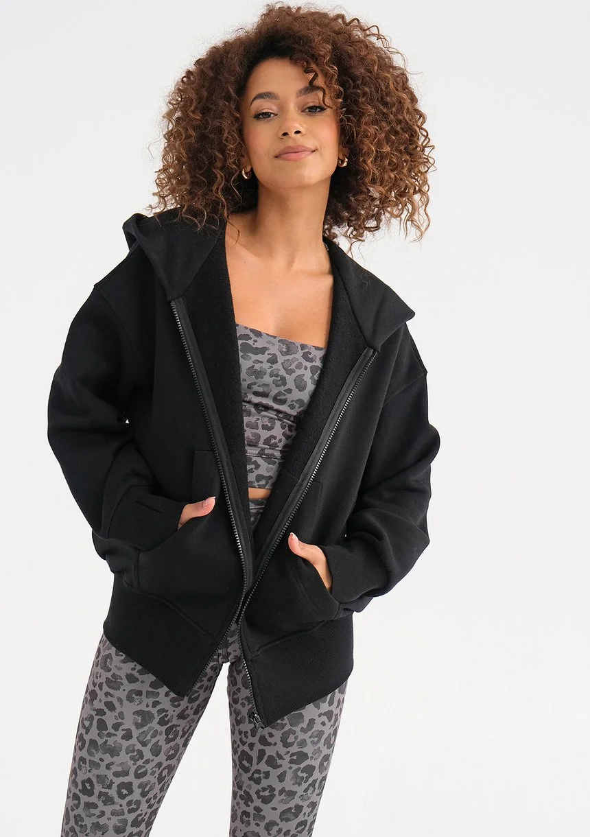 York - Black oversize zipped hoodie