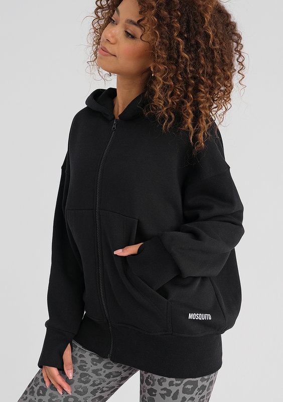 York - Black oversize zipped hoodie