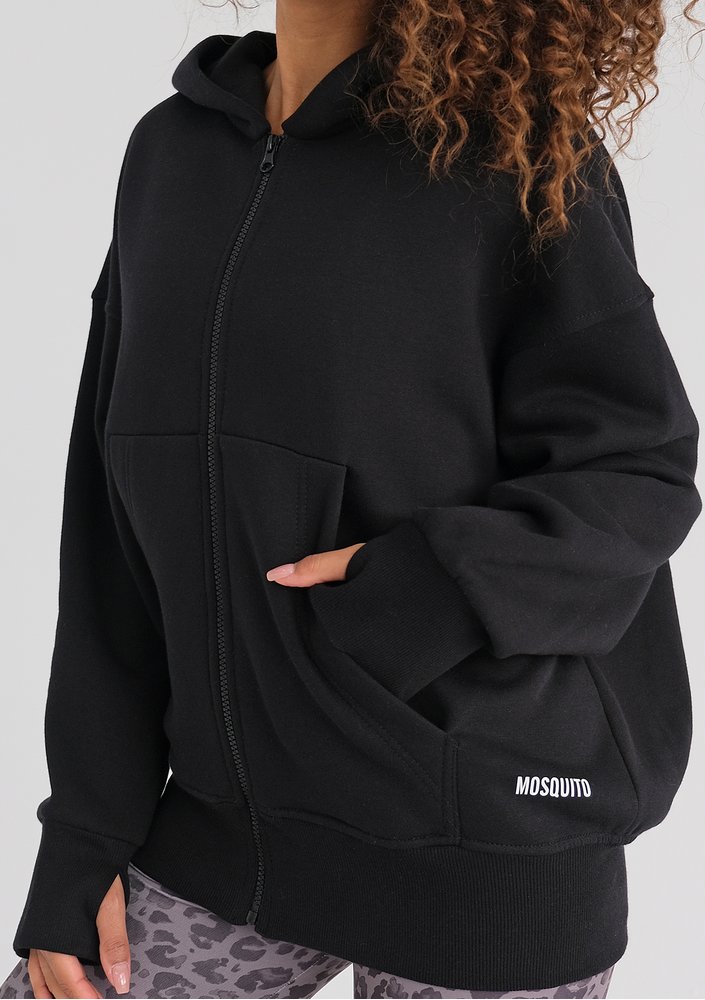 York - Black oversize zipped hoodie