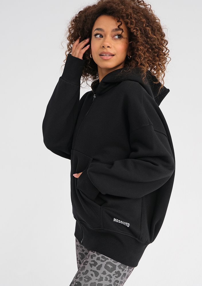 York - Black oversize zipped hoodie