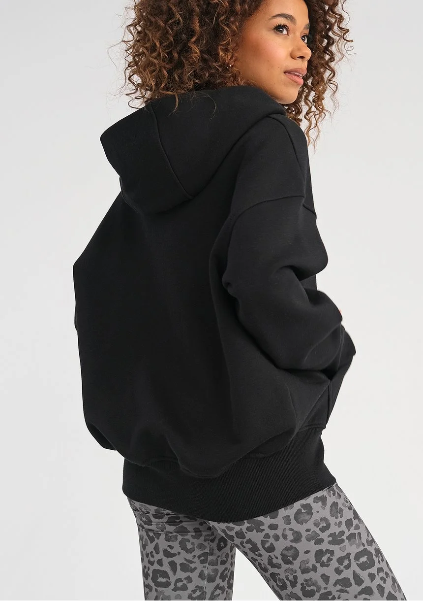 York - Black oversize zipped hoodie