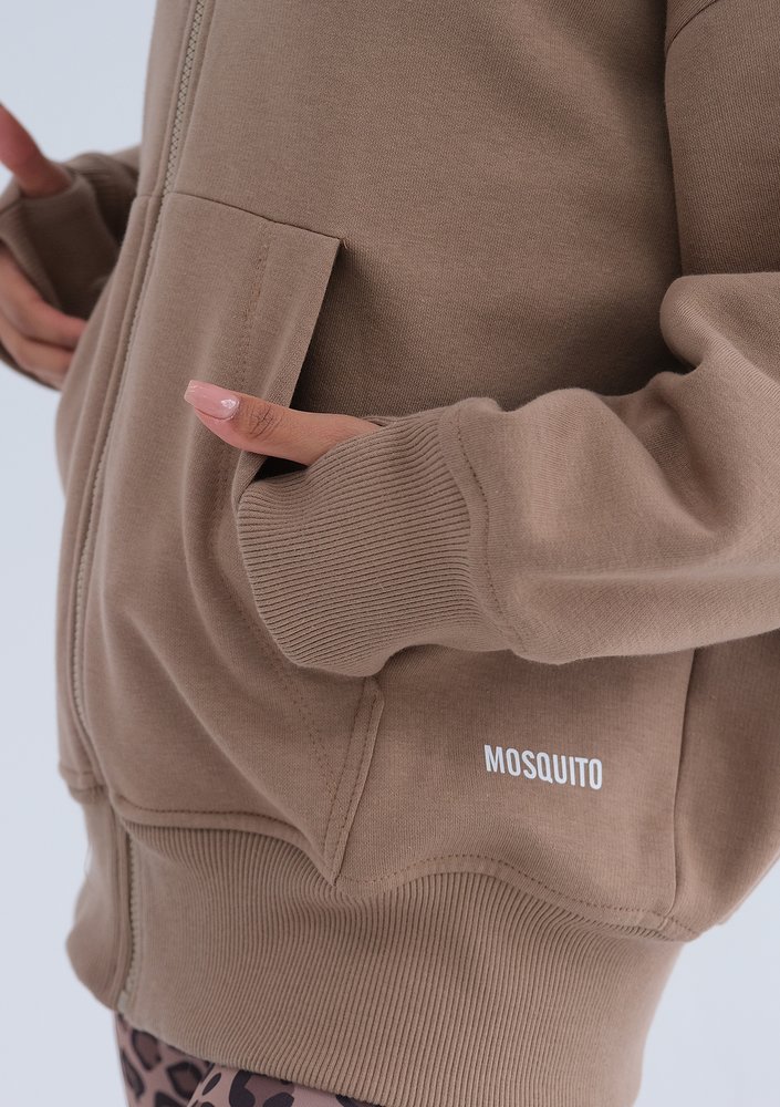 York - Coffee beige oversize zipped hoodie