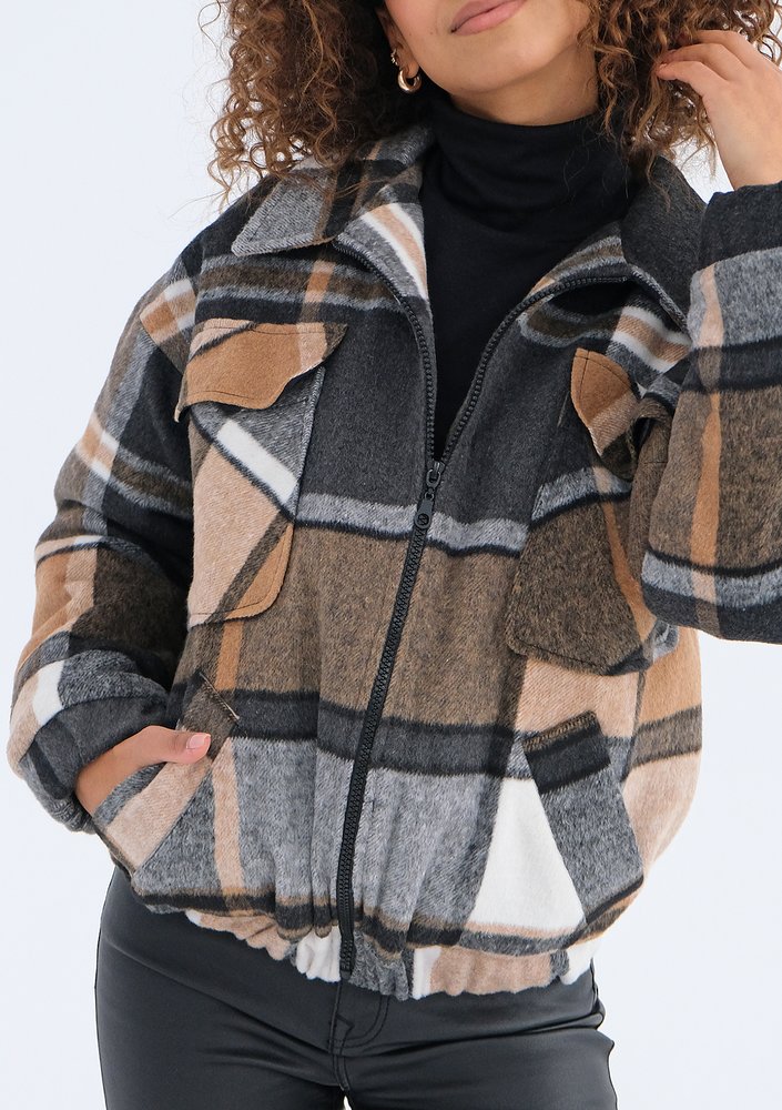 Alpira - Flanelowa kurtka w kratkę Brązowa