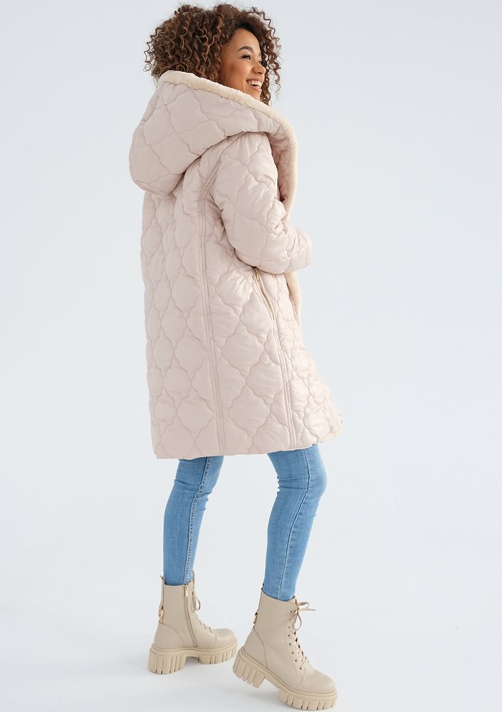 Numi - Beige quilted tied coat