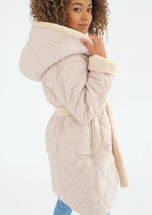 Numi - Beige quilted tied coat