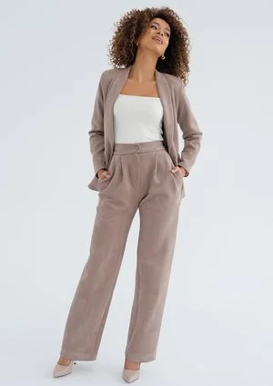 Lysse - Taupe faux suede trousers