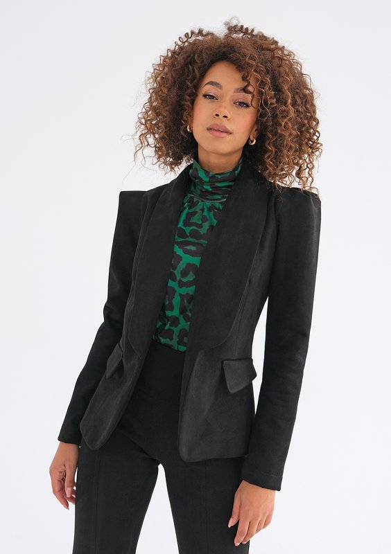 Delani - Black faux suede blazer