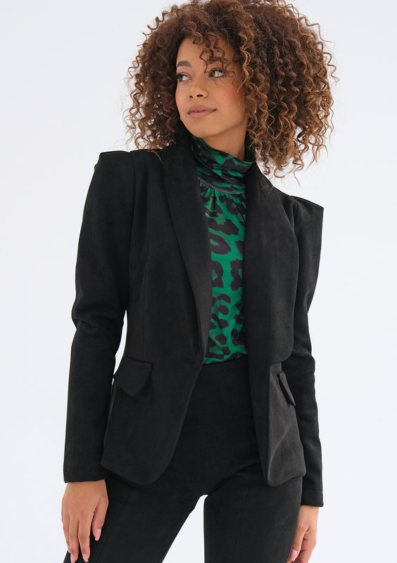 Delani - Black faux suede blazer