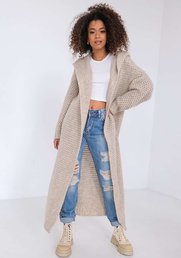 Lanna - Long beige cardigan