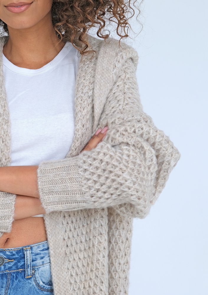 Lanna - Long beige cardigan