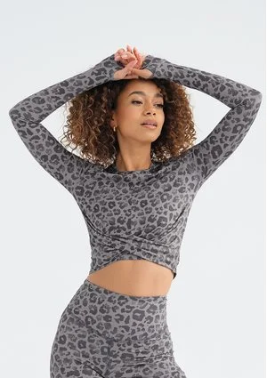 Alpha - Grey leopard grey long sleeve top