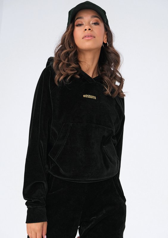 Terry - Bluza welurowa z kapturem Black