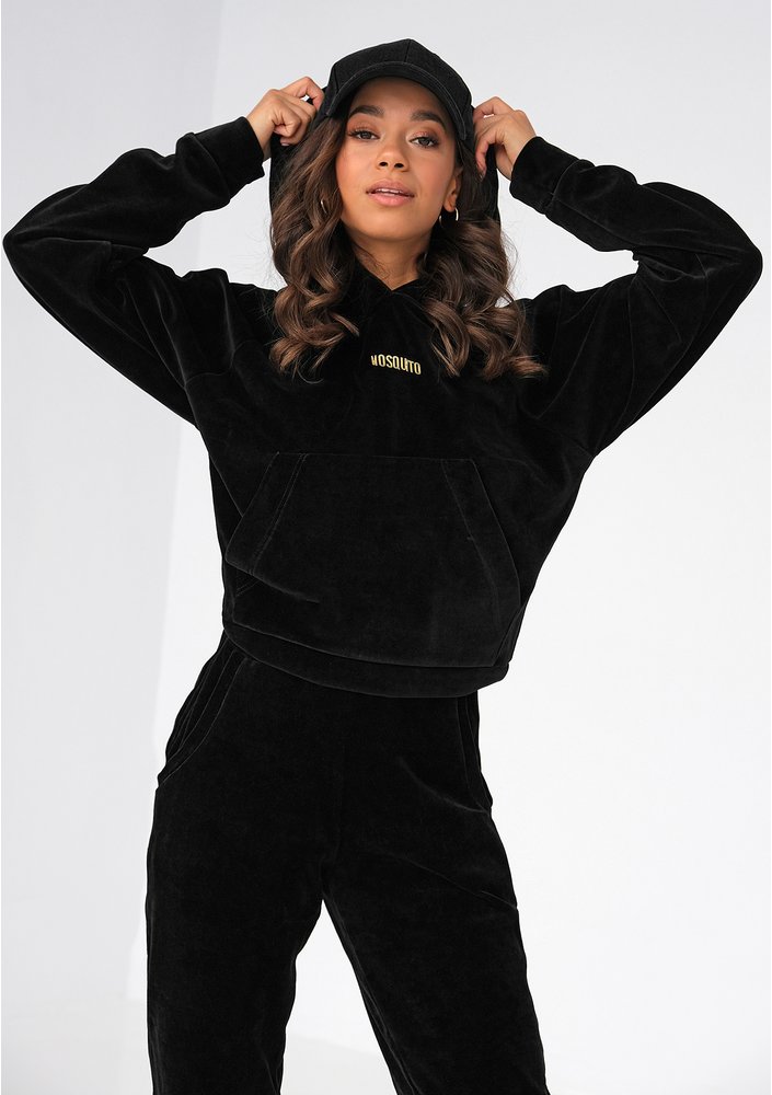 Terry - Bluza welurowa z kapturem Black