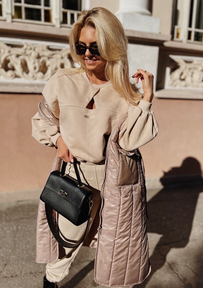 Maren - Latte beige midi sleeveless jacket