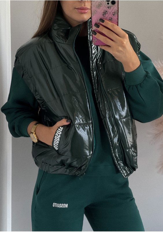 Abi - Quilted green sleeveless jacket