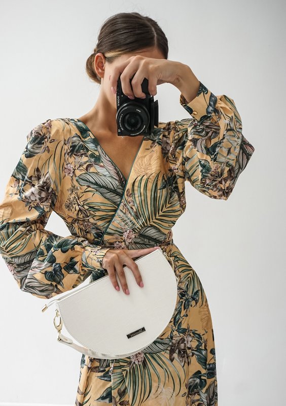 Jade - yellow midi wrap dress in leaves