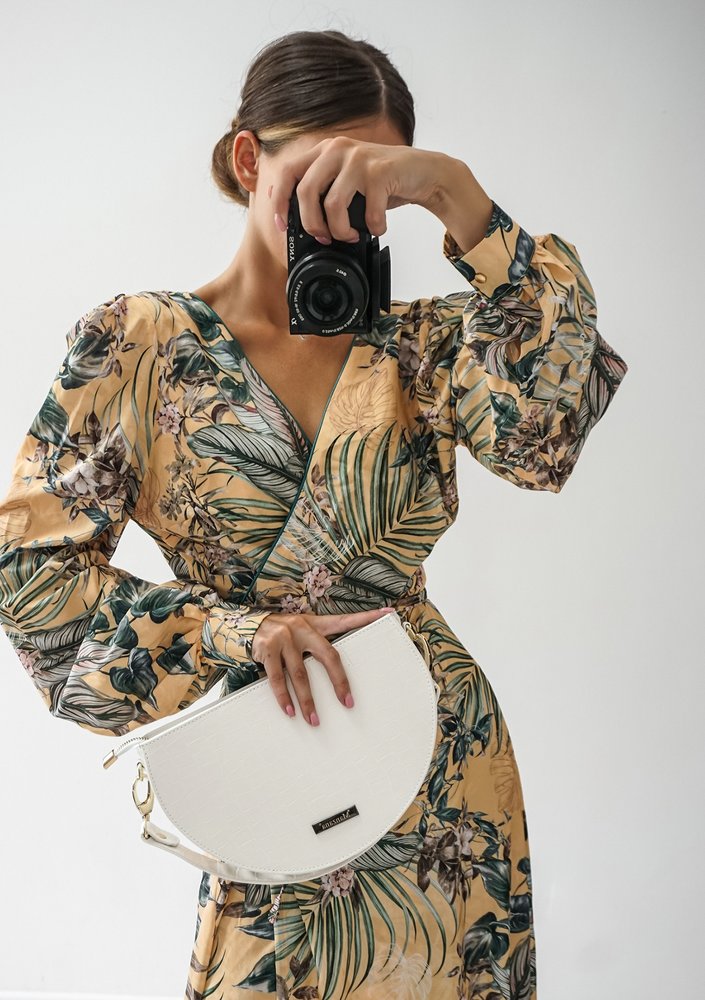 Jade - yellow midi wrap dress in leaves