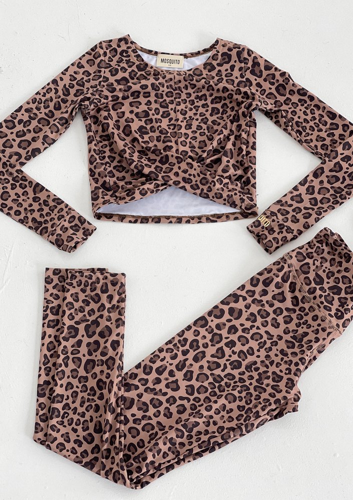 Alpha - Beige leopard grey long sleeve top