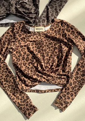 Alpha - Beige leopard grey long sleeve top